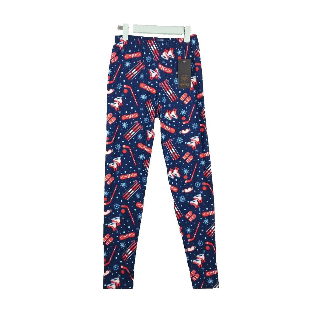 NWT Women Christmas Legging XS(0-2) Buttery Soft Knit Multicolor Skiing Print